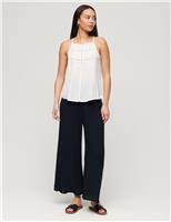 Textured Elasticated Waist Wide Leg Trousers
