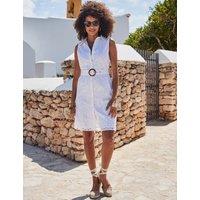 Pure Cotton Broderie Belted Shirt Dress