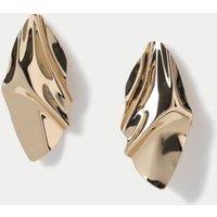Gold Tone Folded Drop Earrings