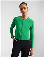 HOBBS Cotton Rich Button Through Cardigan Green
