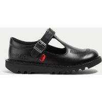 Kickers Kids' Leather Riptape T-Bar School Shoes (12 Small - 2 Large) Black