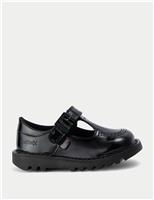 Kickers Kids' Patent Riptape T-Bar School Shoes (7 Small - 12 Small) Black