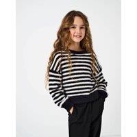 Striped Knitted Fluffy Jumper (7-14 Yrs)