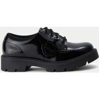 Leather Lace Up Block Heel Court Shoes