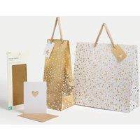 Gold Stars Gift Wrap Set With Blank Greetings Card, Gift Bags & Tissue