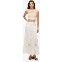 Textured Lace Detail Maxi Tiered Skirt
