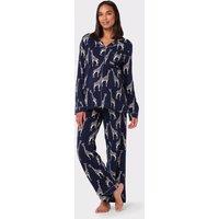 Chelsea Peers Jersey Giraffe Maternity Pyjama Set Navy Mix