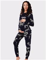 Jersey Zebra Print Crew Neck Maternity Pyjama Set