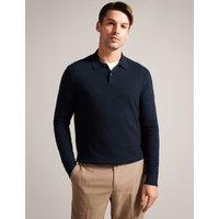 Textured Knitted Polo Shirt with Wool