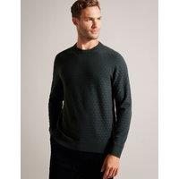 Textured Crew Neck Jumper with Wool