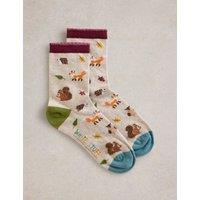 Cotton Rich Woodland Animal Ankle High Socks