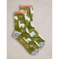 Cotton Rich Fluffy Llama Ankle High Socks