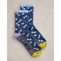 Cotton Rich Fluffy Bee Ankle High Socks