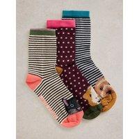 3pk Cotton Rich Pet Pals Ankle High Socks