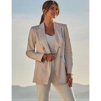 Satin Jacquard Double Breasted Blazer