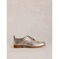 Leather Metallic Flatform Brogues