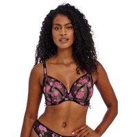 Rose Blossom Mesh Wired Plunge Bra D-FF