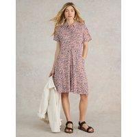 Cotton Blend Jersey Printed Shirt Dress