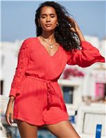 Embroidered Tassel Detail Playsuit