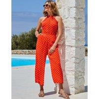Polka Dot Sleeveless Cropped Jumpsuit