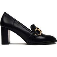 Leather Stirrup Block Heel Loafers