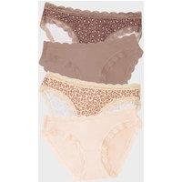 4pk Animal Print & Plain Bikini Knickers