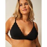 Stripe & Stare Lace Trim Non Wired Bralette Black
