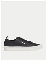 JACK & JONES Faux Leather Lace Up Trainers Black