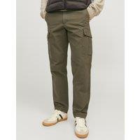 JACK & JONES Regular Fit Pure Cotton Cargo Trousers Khaki