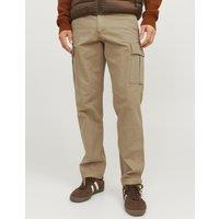JACK & JONES Regular Fit Pure Cotton Cargo Trousers Tan