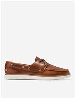 Cole Haan Leather Slip-On Grandpro Windward Boat Shoe Dark Brown