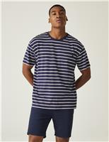 Regatta Shorebay Tee II Pure Cotton Striped T-Shirt Navy Mix