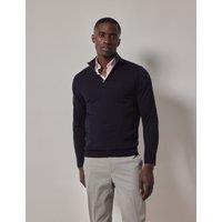 Hawes & Curtis Pure Wool Half Zip Jumper Navy
