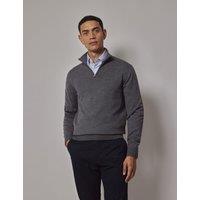 Hawes & Curtis Pure Wool Half Zip Jumper Grey