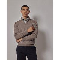 Hawes & Curtis Pure Wool Half Zip Jumper Neutral
