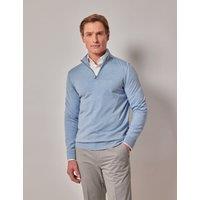 Hawes & Curtis Pure Wool Half Zip Jumper Light Blue