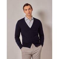 Hawes & Curtis Pure Merino Wool V-Neck Cardigan Navy