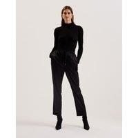 Ribbed Funnel Neck Frill Detail Jumper