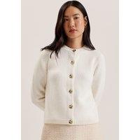 Wool Rich Button Front Cardigan with Cotton