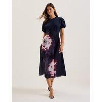 Tea Dress with Printed Skirt
