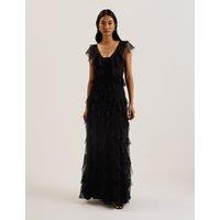 Mesh Ruffle Maxi Dress