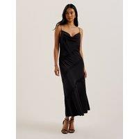 Cowl Neck Lace Insert Midaxi Slip Dress