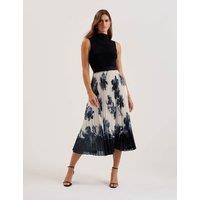 Floral Pleated Midi Skirt