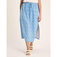 Pure Cotton Floral Drawstring Midi Skirt