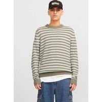 Cotton Blend Striped Crew Neck Jumper