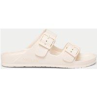 Joules Buckle Flat Sliders White