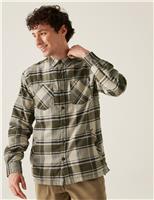Regatta Thamos Cotton Blend Check Flannel Overshirt Green Mix
