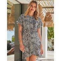 Jersey Animal Print V-Neck Mini Skater Dress
