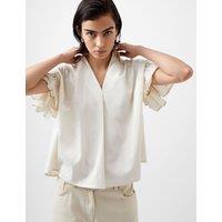 Pure Cotton V-Neck Short Sleeve Blouse