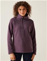 Solenne Striped Funnel Neck Half Zip Fleece